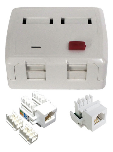 Kit Surface Box 2 Saídas + Rj11 Cat3 E Rj45 Cat5e Keystone