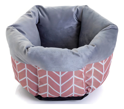 Cama Cesto De Gato E Cachorro Listrado Grande Home Zoo Cor Rosa