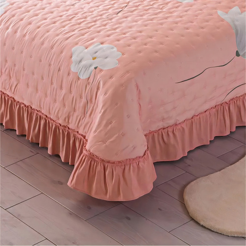 Colcha Con Funda Jessie Concord Microfibra Matrimonial Rosa