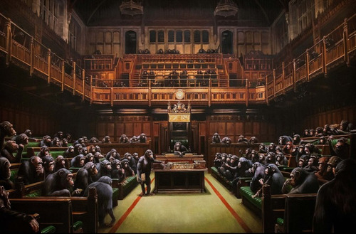 Cuadro Famoso   El Parlamento Revelado   Banksy 50x80