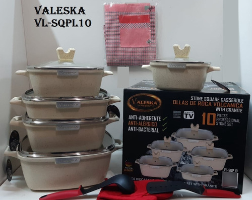 Olla Valeska Cuadrada En Roca Volcanica 10 Pcs Antiadherente