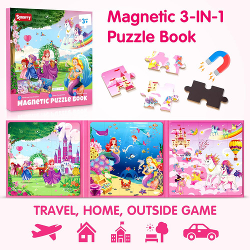 Puzzle Magnético Synarry: Unicornio, Sirena Y Princesa