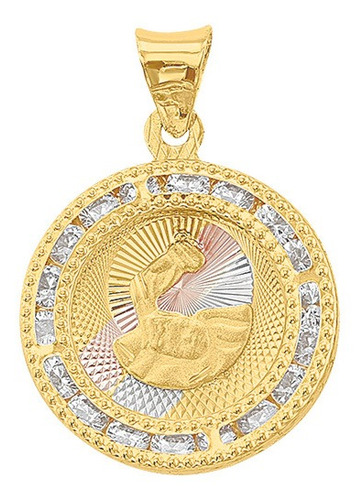 Medalla Bautizo Redondo 3col Oro 10k - 1711