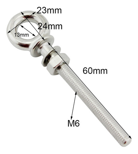 Perno De Argolla De Acero Inoxidable De 2xm6 X 60 Mm Con