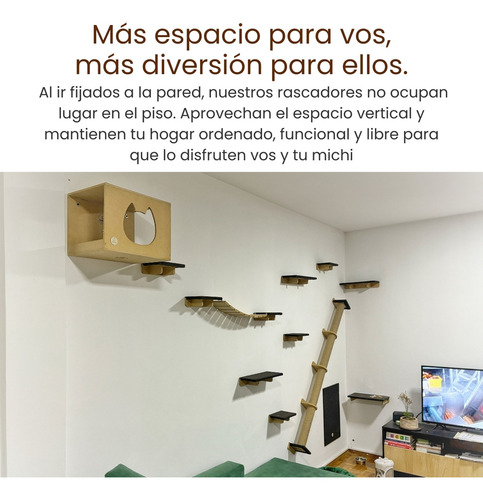 Rascador Para Gatos De Pared Tapizado. Combo Sid Color Beige
