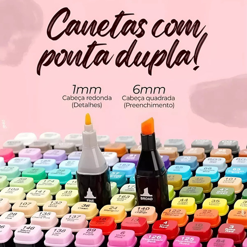 De Touch 120 Cores Ponta Dupla Com Estojo Preto -