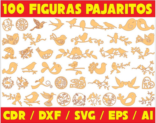 Pack De Vectores Corte Laser- Figuras Pajaros