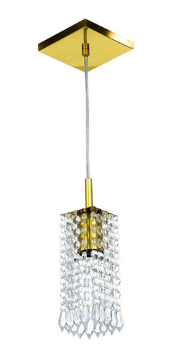 Lustre Pendente Clearcrillic Cristal Acrílico Dourado Gold