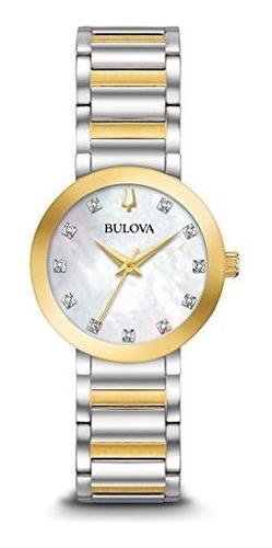 Bulova 98p180 Womens Modern Diamond Mop Dial Reloj De Acero