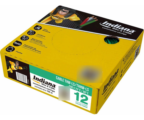 Cable Thw-ls/thhw-ls Indiana Sly308 12awg Verde X 100m En Caja