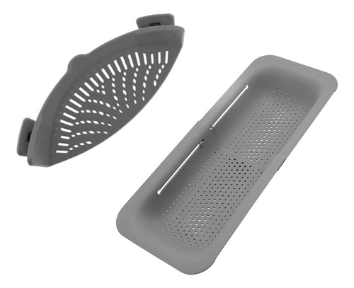 Colador Gris Silicona Clip Para Toda Olla Sartene Cesta