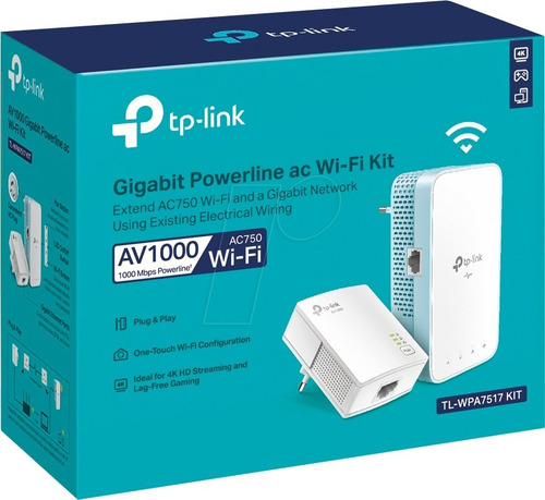 Repetidor Wifi Tplink Powerline Ac750 Dual Ban Wpa7517 Kit