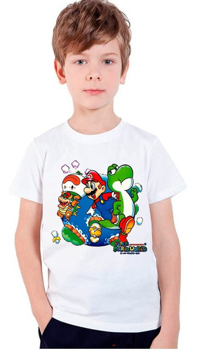 Playera Niño Super Mario World Snes Mario Bros Yoshi Bowser