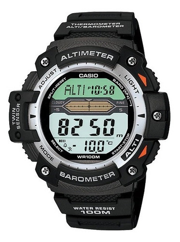 Reloj Casio Sgw 300 H 1av, altímetro, barómetro y termómetro, color de la correa: negro, color del bisel, negro, color de fondo: gris