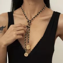 Gargantilla De Cadena Larga Punk Para Mujer, Collar De Moda