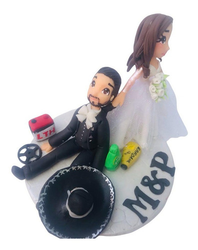 Novios Charro Mexicano Mecanico Cake Topper Pasta Frances