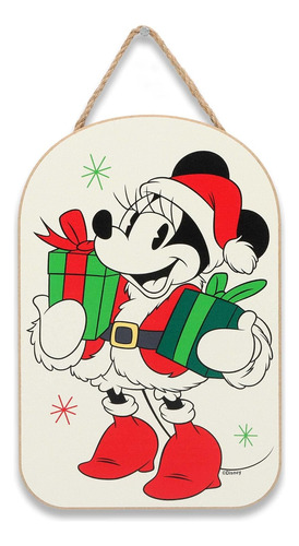 Minnie Mouse Mrs Claus Decoración De Pared De Madera Colgant