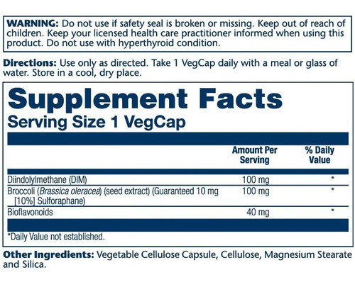 Imagen 2 de 6 de Solaray | Diindolymethane | 100mg | 60 Cáps Veganas | Mujer