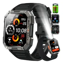 Comprar Militar Smartwatch Masculina Bluetooth Relógio Inteligente W60 Lanterna Smartwatch de 2,1 polegadas IP68 à prova d'água, Bateria de 900 mAh, preta, Chamada Bluetooth, Assistente de voz