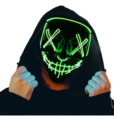 Máscara La Purga Luz Led Verde Limon Halloween The Purge