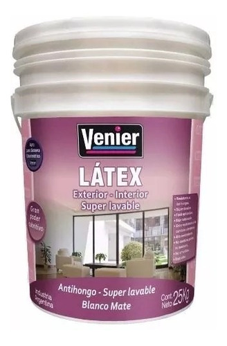 Latex Interior Exterior Venier 25kg 20lts Blanco Zona Norte