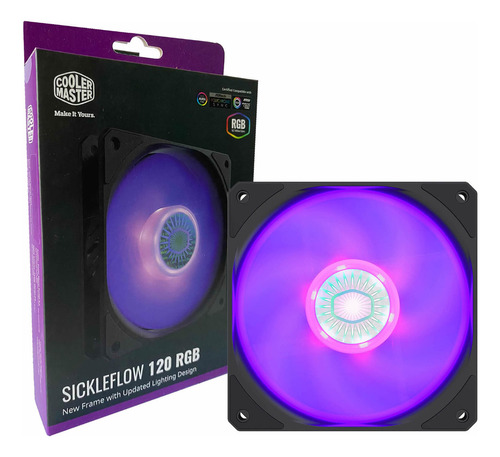 Cooler Master Sickleflow 120 RGB de 1800 RPM P/ Gabinete 120mm 12cm C/ Led RGB de 4 Pinos e 12v