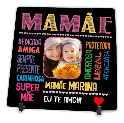 Sky Store Azulejo Personalizado Foto Da Mamãe Presente Dia Das Mães Cor Preto Cor da armação Preto