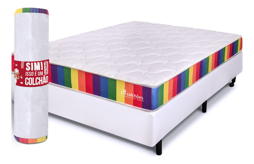 Cama Box Casal Com Colchão A Vácuo Ortopédico Espuma Certificada 138x188x51cm Bf Colchões