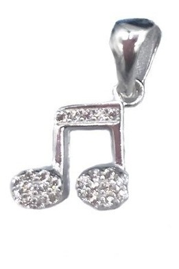 Dije Nota Musical Corchea Música Plata Piedras Micro Pavé