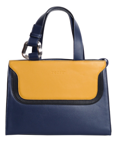 Cartera Tote Onix Mediana Dama Mujer - Zenit Color Azul Diseño De La Tela Liso