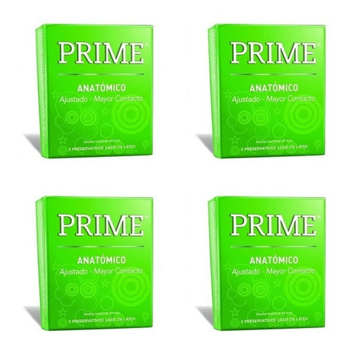 Preservativos Prime 4 Cajitas X 3 Un. Variedad Anatomico