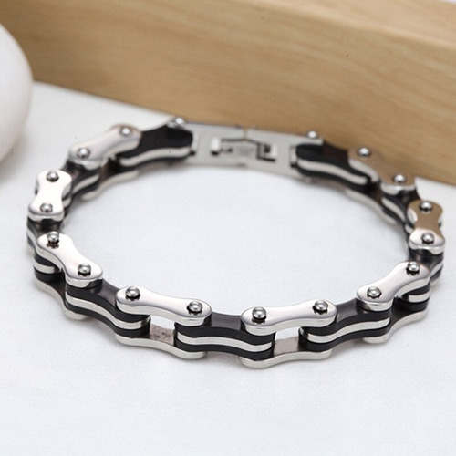 Imagen 3 de 7 de Pulsera Cadena Acero Inoxidable Punk Moto Bicicleta