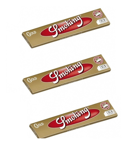 Combo 3 Cajas Rolling Papers Cueros Smoking Gold King Size