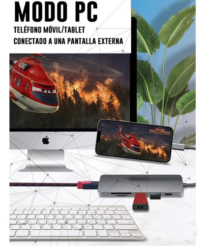 Hub Adaptador Usb-c 6 En 1 (hdmi,2x Usb 3.0, Tf, Sd, Usb-c)