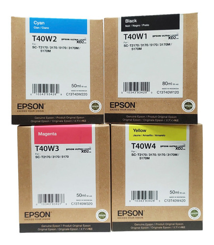    Set Tinta T40w Para Epson T3170/5170 Plotter 4 Colores