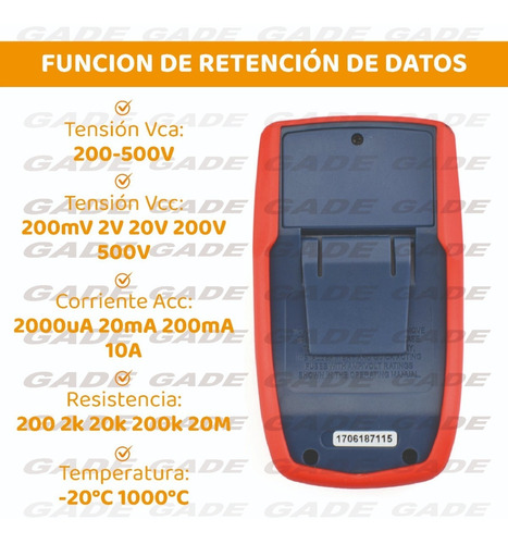 Imagen 2 de 8 de Multímetro Pro Tester Digital Con Buzzer Tension Dt33c