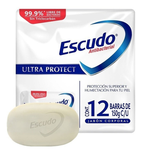 Escudo Ultra Protect Jabón En Barra 12 Pzas De 150 G