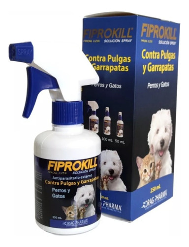  Fiprokill Spray Anti Pulgas Garrapatas 250 Ml Gato Y Perro