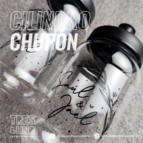 Cilindro 500 Ml Con Tapa Chupón, 60 Piezas Personalizadas