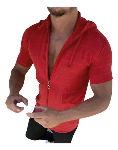 Blusa Con Capucha De Manga Corta De Moda Casual Para Hombre