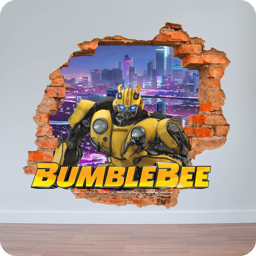 Vinilos Pared Rota 3d Transformers Bumblebee 50x50