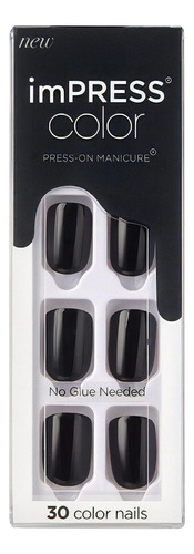 Uñas Postizas Kiss Impress Color Press-on Black 30 Unidades