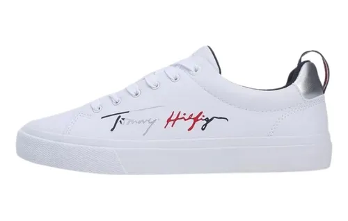 Tenis Tommy Hilfiger De Dama Signature Fw0fw06853 Blanco