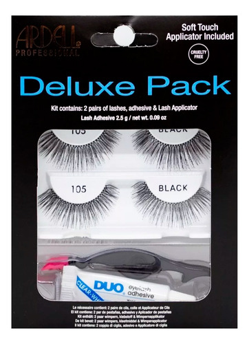 Ardell Deluxe Pack Duo Pestañas Postizas Pegamento Aplicador