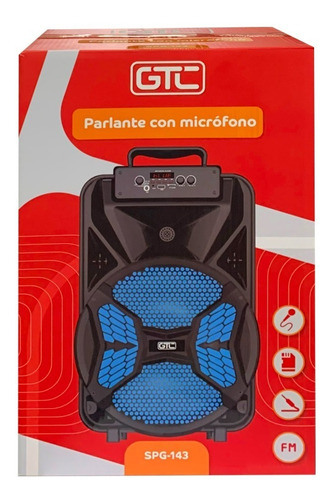 Imagen 4 de 5 de Parlante Bluetooth Gtc Con Micrófono Y Luces Rgb Spg-143