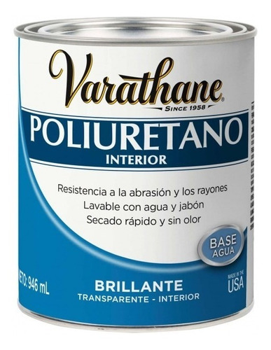 Imagen 1 de 4 de Varathane Poliuretano Laca Transparente Brillante 3.78 L