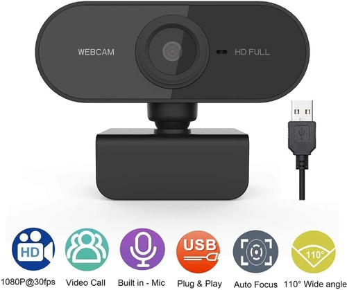 Webcam Full Hd 1080p Mini 360 Plug And Play Usb C/ Microfone