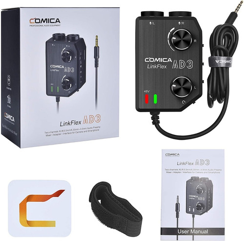 Imagen 3 de 6 de Mezclador De Audio 2 Xlr Camara Smartphone Linkflex Ad3