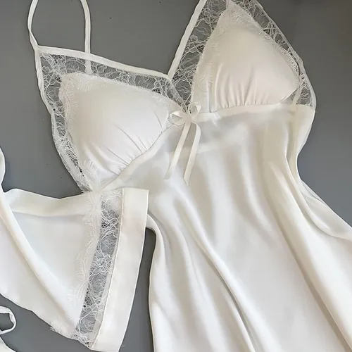 Nuevo Pijama De Seda Satinada Para Mujer, Bata, Ropa Interio