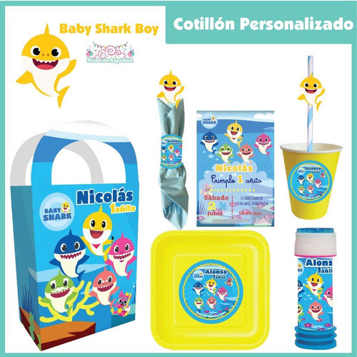 Cotillón Cumpleaños Personalizado Baby Shark Niño